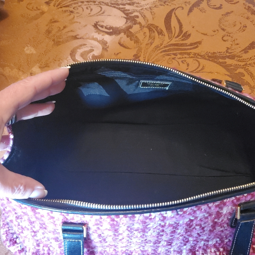 Kate Spade Pink Tweed with Black Leather Satchel Bag - Picture 10 of 15